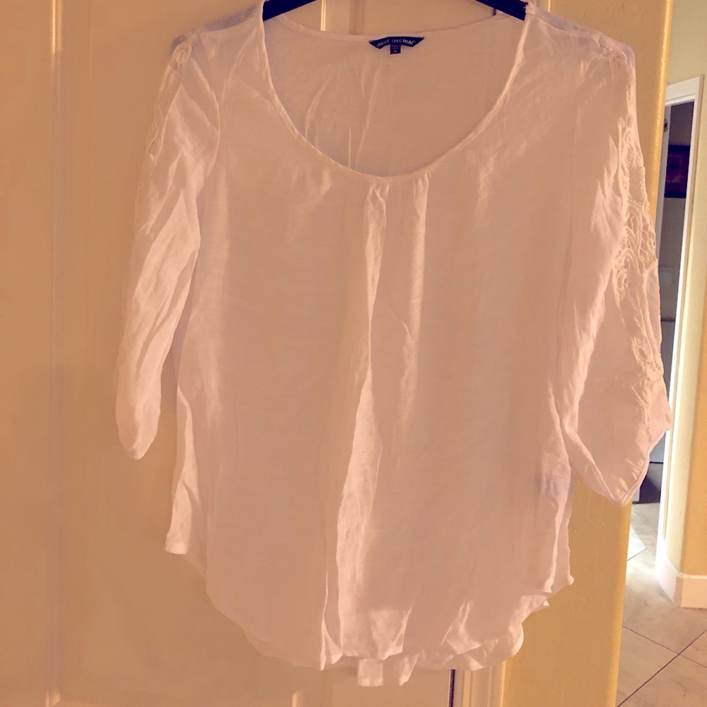 White Lace Sleeve Blouse